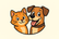 cartoon cat and dog close up for logo whimsical